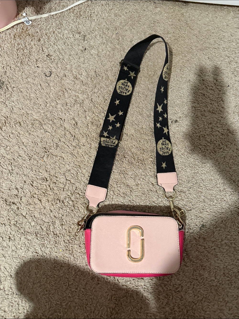 Marc Jacobs Pink Two-Tone Snapshot Camera Bag with Star Strap